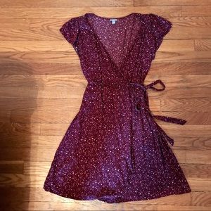 American Eagle Red floral print wrap dress size L